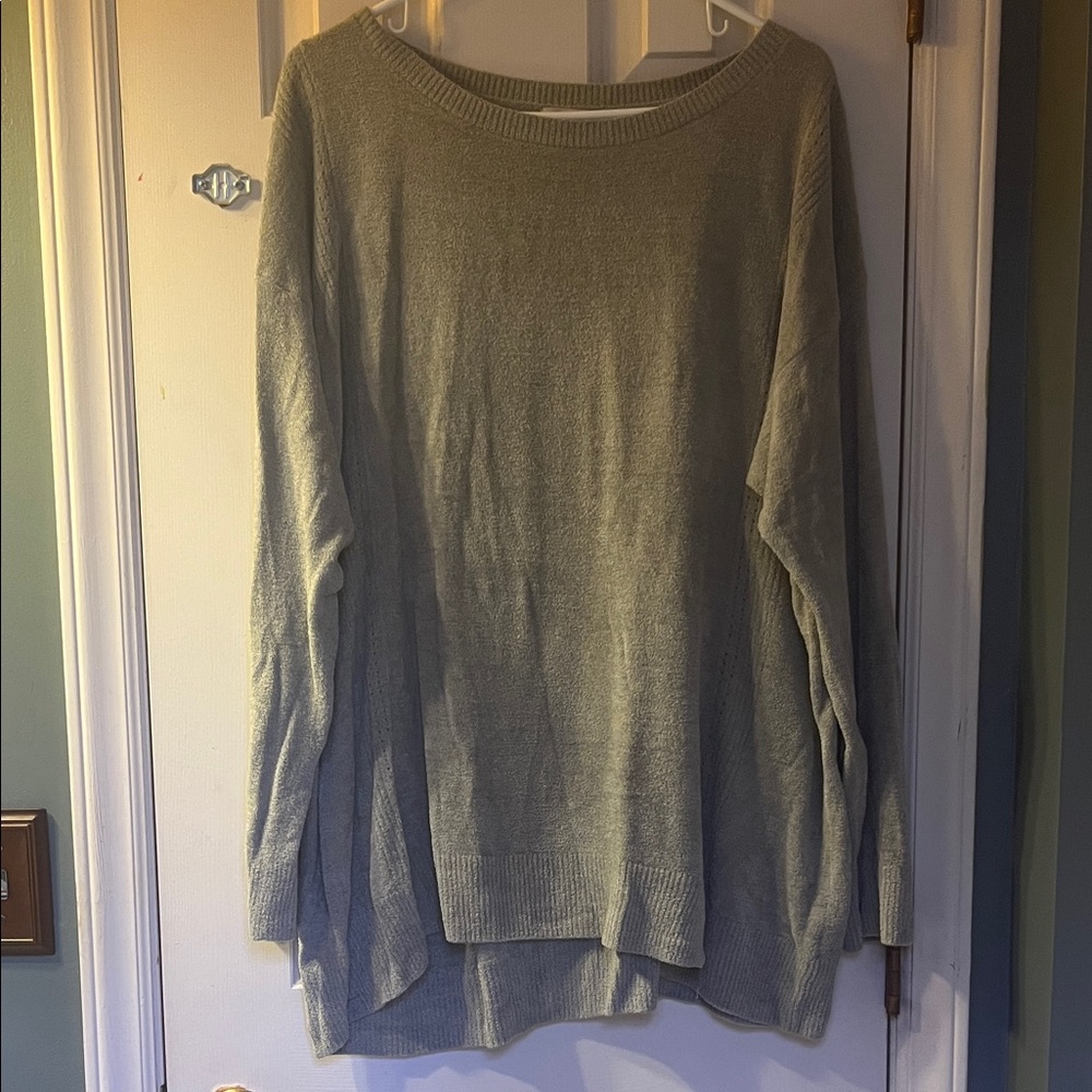 Barefoot Dreams Women’s 1X Cozy Gray/Green Sweater